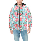 Rose Pattern Print Design 03 Men's Padded Hooded Jacket(ModelH42)