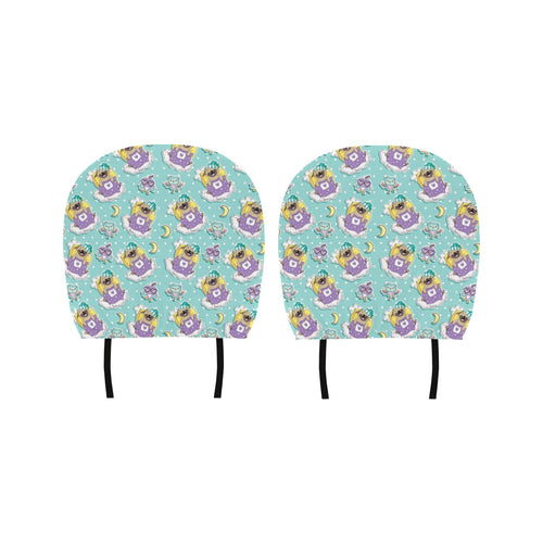 Pug Sweet Dream Pattern Car Headrest Cover