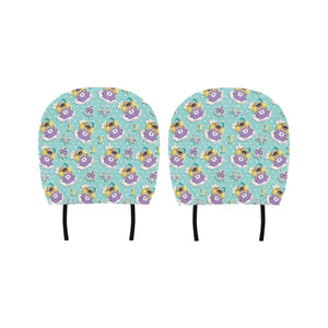 Pug Sweet Dream Pattern Car Headrest Cover