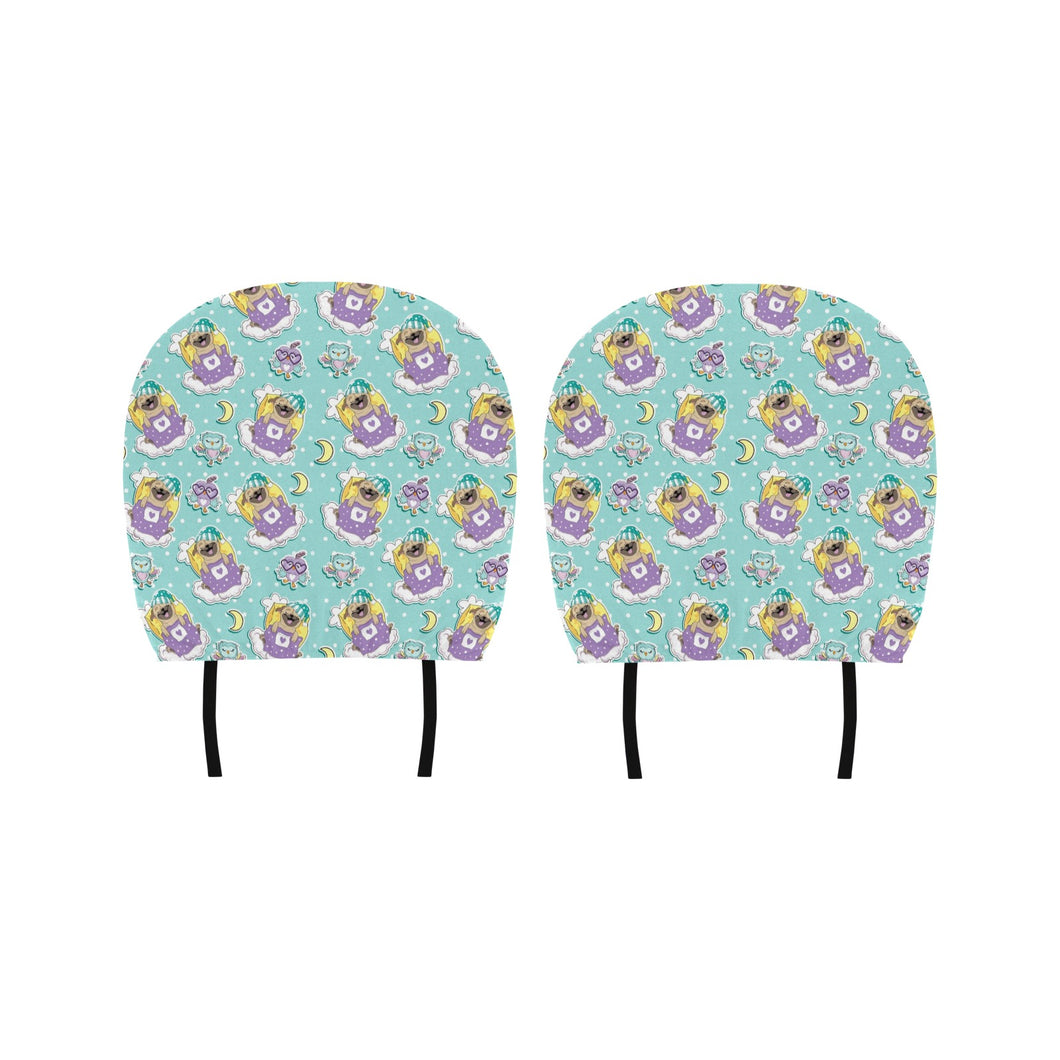 Pug Sweet Dream Pattern Car Headrest Cover