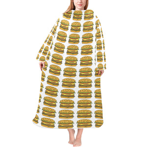 Hamburger Pattern Print Design 05 Blanket Robe with Sleeves