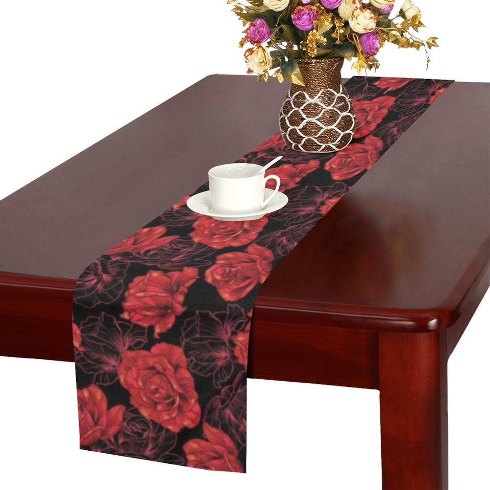 Rose Pattern Print Design 01 Table Runner