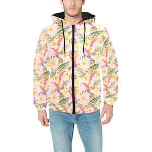 Hummingbird Pattern Print Design 03 Men's Padded Hooded Jacket(ModelH42)