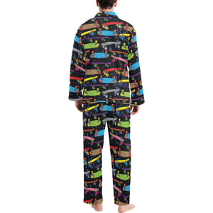 Skate Board Pattern Print Design 03 Men's Long Pajama Set