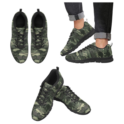 Dinosaur Camo Pattern Men's Sneakers Black