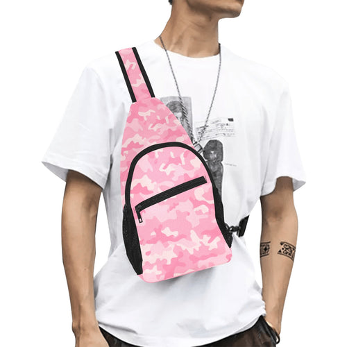 Pink Camo Camouflage Pattern All Over Print Chest Bag