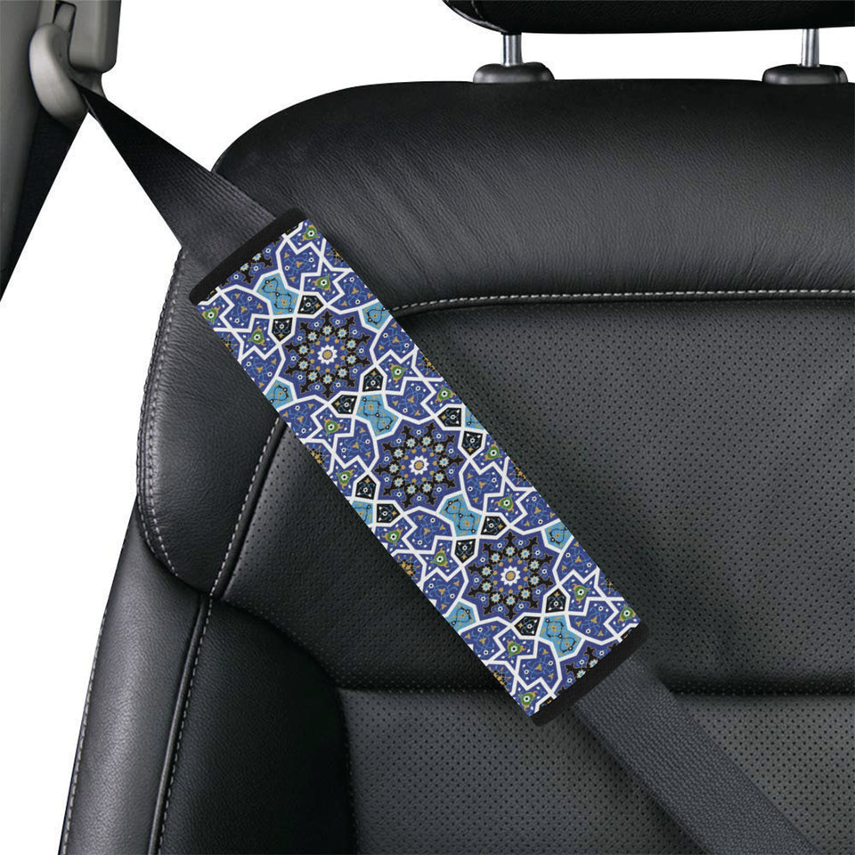 Blue Arabic Morocco Pattern Car Seat Belt Cover