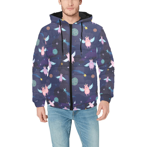 Pig Pattern Print Design 05 Men's Padded Hooded Jacket(ModelH42)