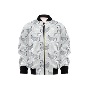 Swan Gray Pattern Kids' Boys' Girls' Bomber Jacket