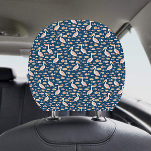 Pelican Pattern Print Design 01 Car Headrest Cover