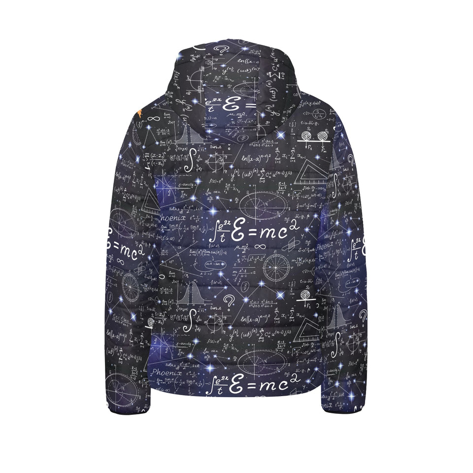 Math Pattern Print Design 02 Kids' Boys' Girls' Padded Hooded Jacket