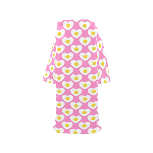 Fried Eggs Pattern Print Design 02 Blanket Robe with Sleeves