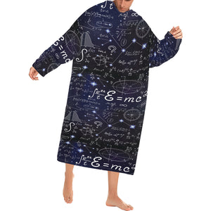 Math Pattern Print Design 02 Blanket Robe with Sleeves