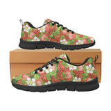 Strawberry Leaves Flower Pattern Men's Sneakers Black