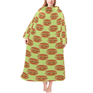 Hamburger Pattern Print Design 02 Blanket Robe with Sleeves