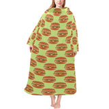 Hamburger Pattern Print Design 02 Blanket Robe with Sleeves