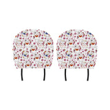 Meneki Neko Lucky Cat Sakura Flower Pattern Car Headrest Cover