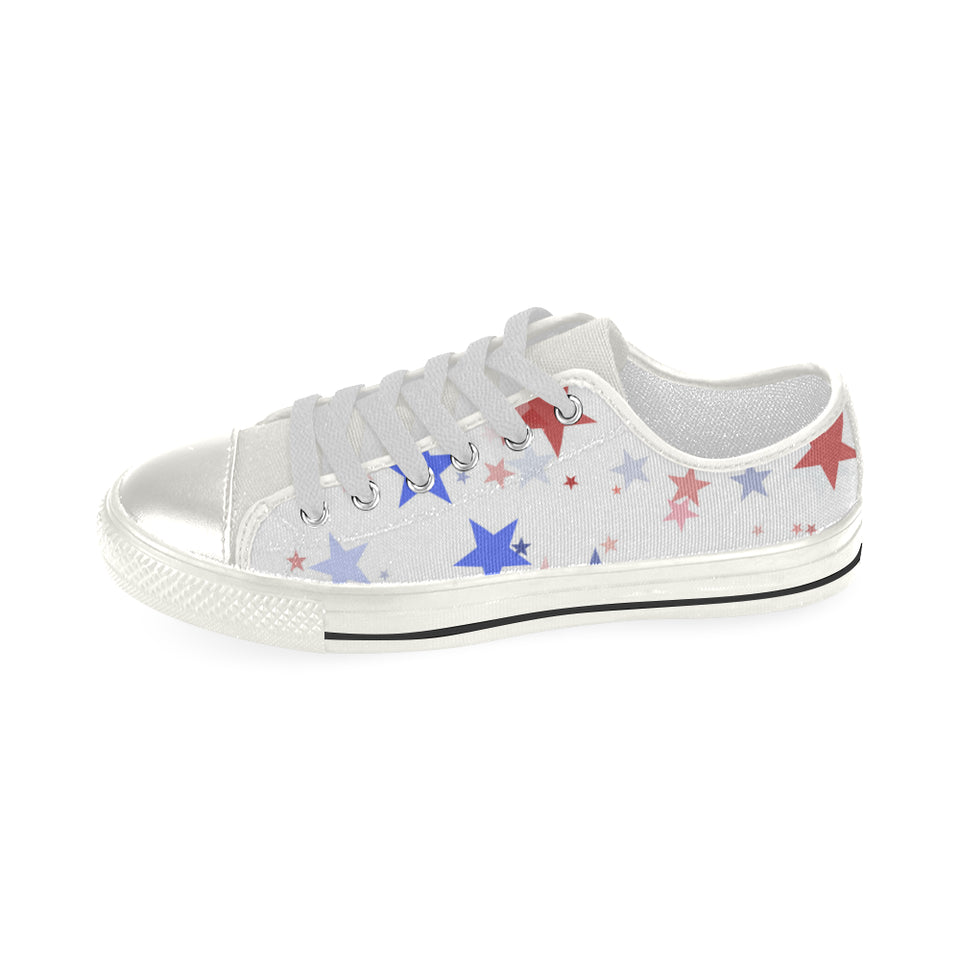 USA Star Pattern Women's Low Top Canvas Shoes White