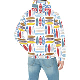 Surfboard Pattern Print Design 02 Men's Padded Hooded Jacket(ModelH42)