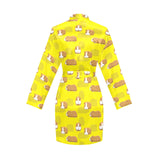 Guinea Pig Pattern Print Design 04 Women's Long Sleeve Belted Night Robe