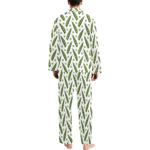 Green Peas Pattern Print Design 03 Men's Long Pajama Set