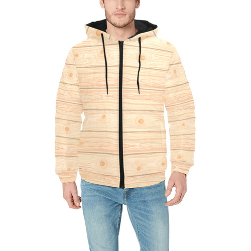 Wood Printed Pattern Print Design 05 Men's Padded Hooded Jacket(ModelH42)