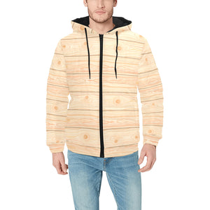 Wood Printed Pattern Print Design 05 Men's Padded Hooded Jacket(ModelH42)