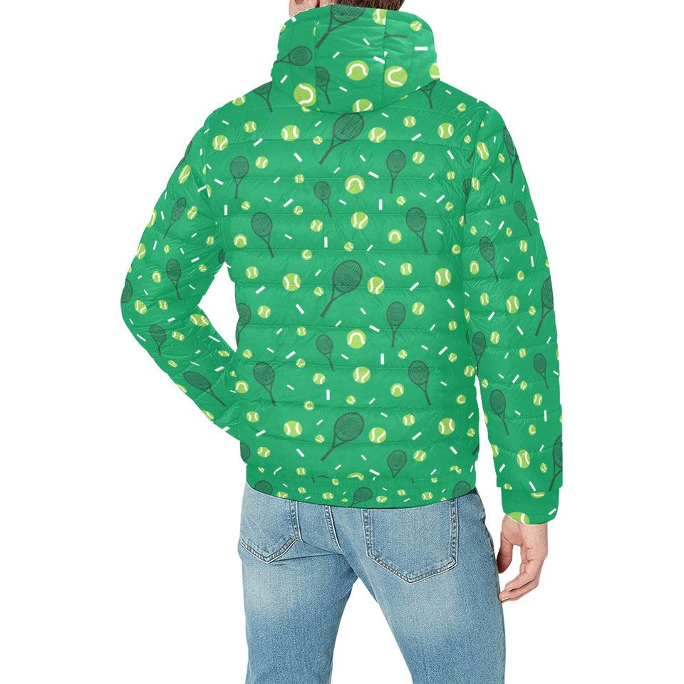 Tennis Pattern Print Design 03 Men's Padded Hooded Jacket(ModelH42)