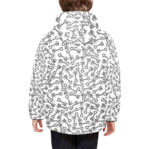 Engine Piston Pattern Print Design 01 Kids' Boys' Girls' Padded Hooded Jacket