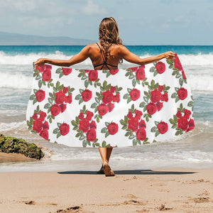 Rose Pattern Print Design 05 Beach Towel