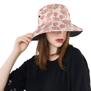 Pink Camel Leaves Pattern Unisex Bucket Hat