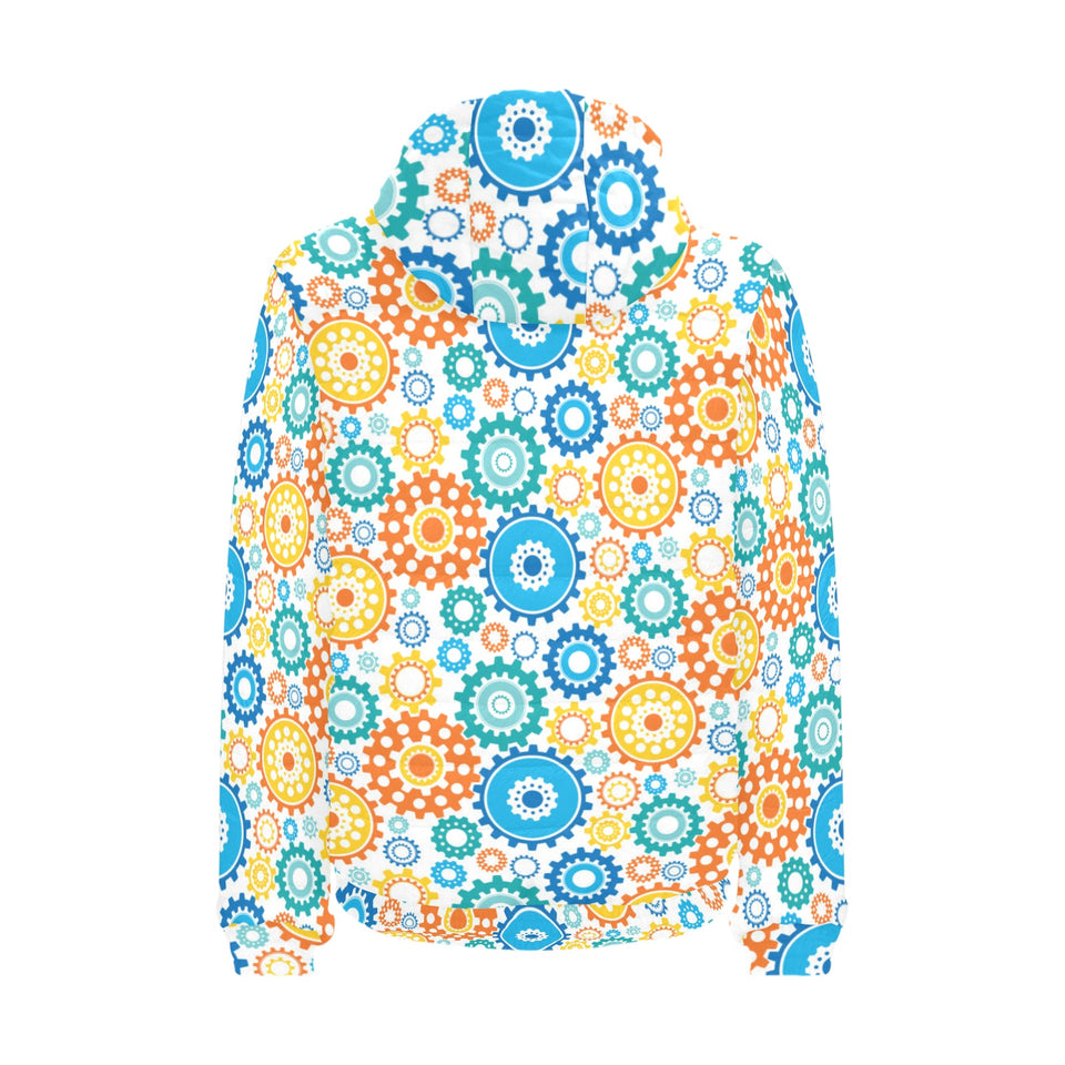 Gear Pattern Print Design 04 Men's Padded Hooded Jacket(ModelH42)