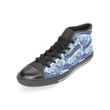 Whale Starfish Pattern Women's High Top Canvas Shoes Black