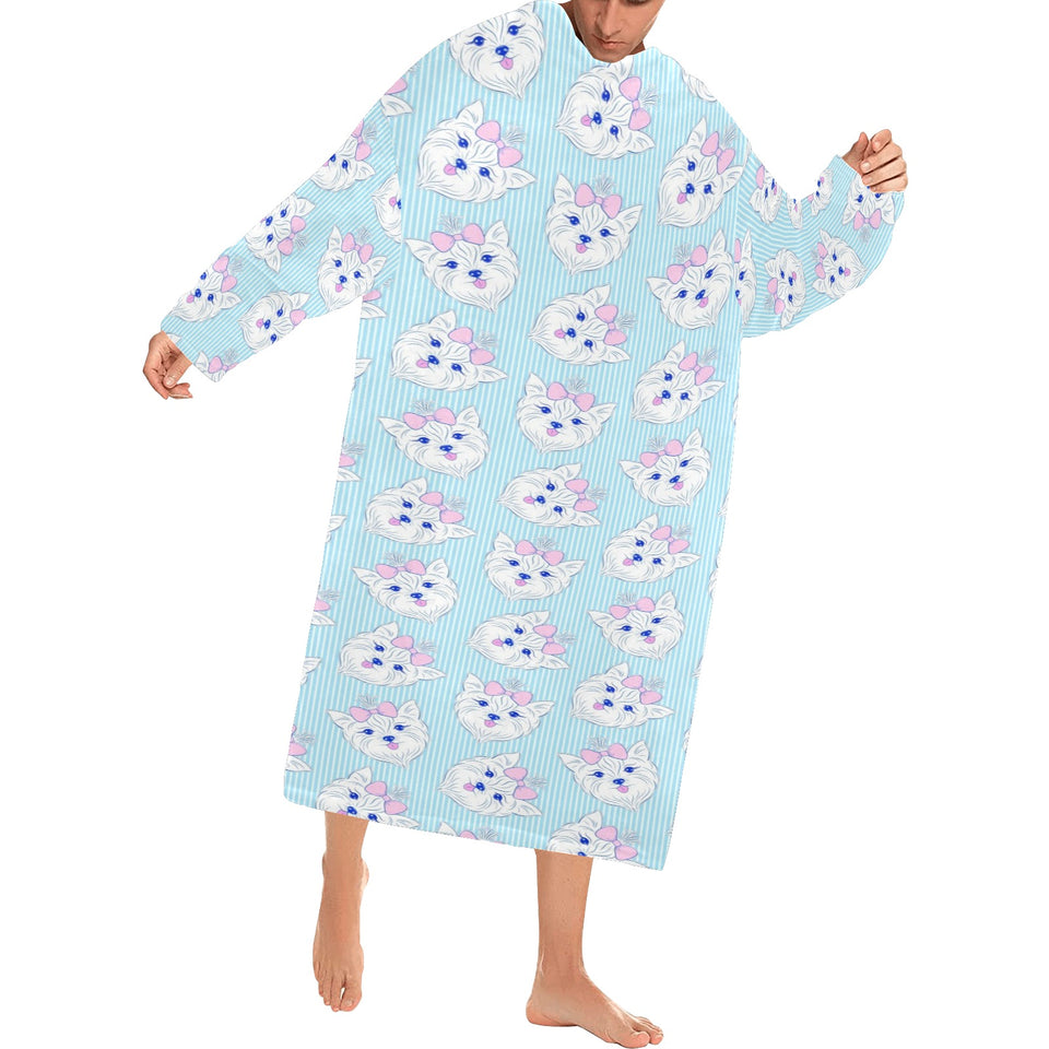 Yorkshire Terrier Pattern Print Design 01 Blanket Robe with Sleeves