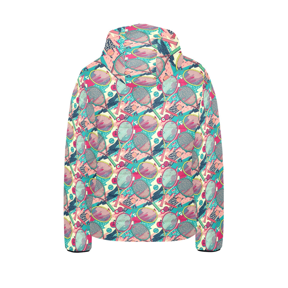 Tennis Pattern Print Design 01 Kids' Boys' Girls' Padded Hooded Jacket