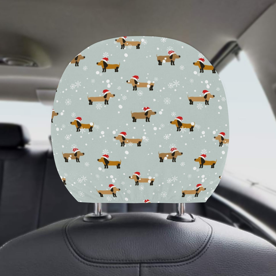 Dachshund Chirstmas Pattern Car Headrest Cover