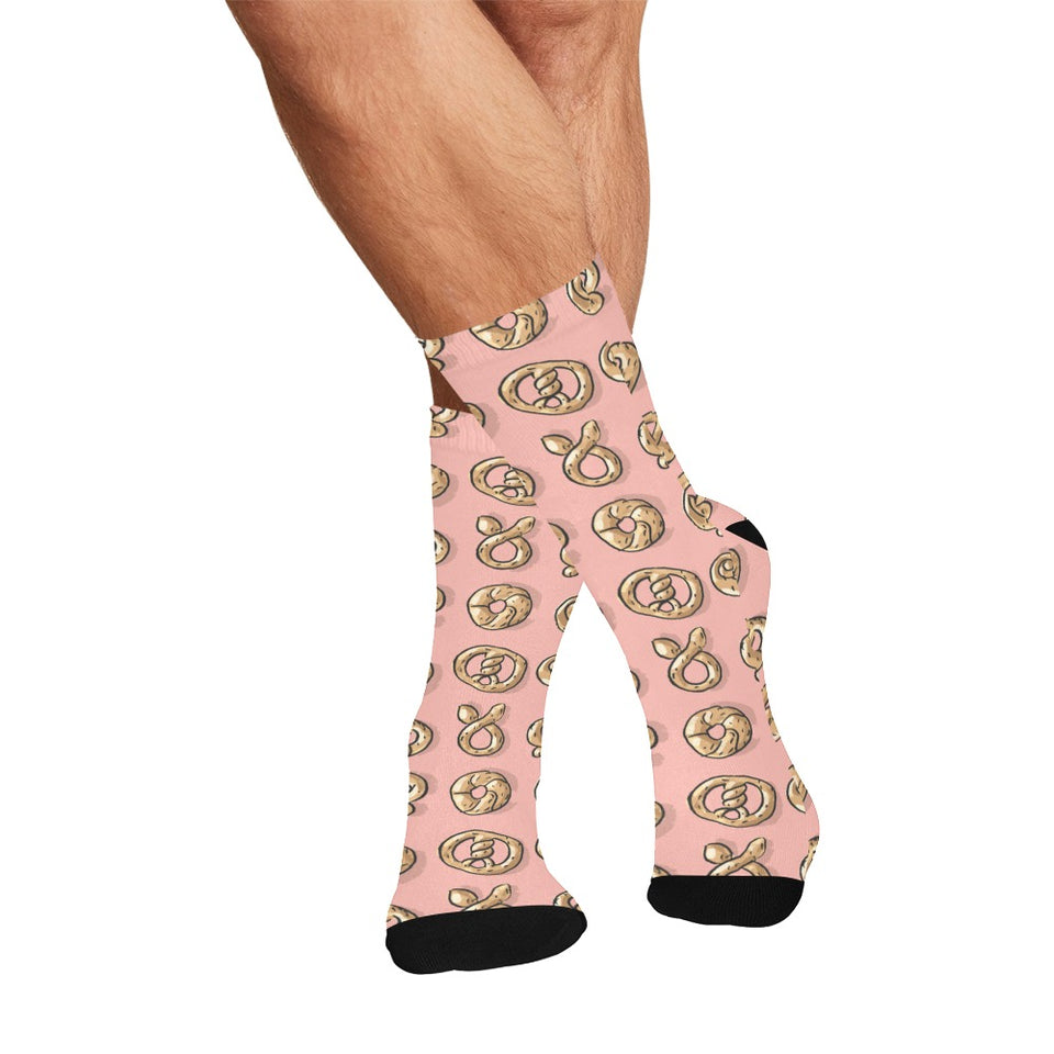 Pretzels Pattern Print Design 04 Crew Socks