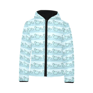 Hippopotamus Pattern Print Design 02 Kids' Boys' Girls' Padded Hooded Jacket