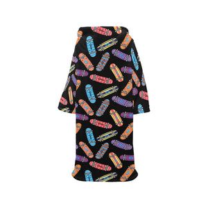 Skate Board Pattern Print Design 04 Blanket Robe with Sleeves