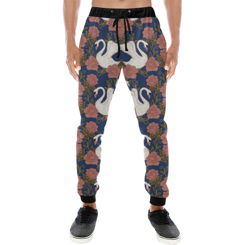 Swan Rose Pattern Unisex Casual Sweatpants