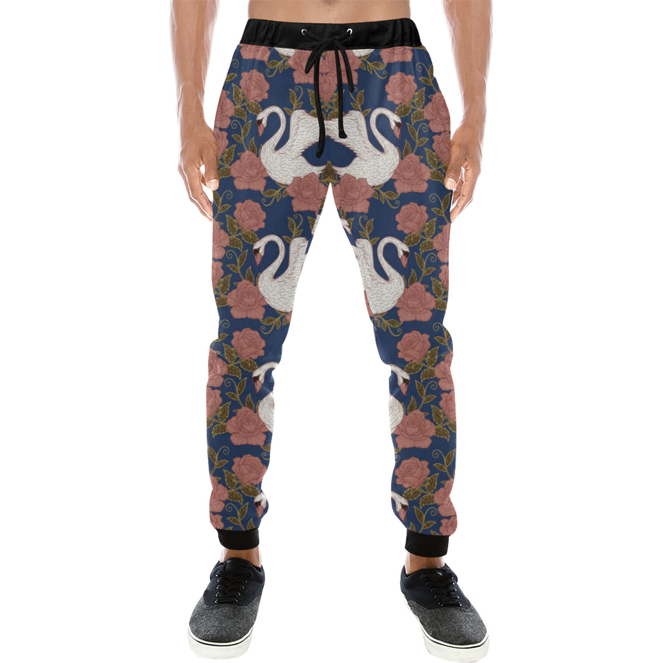 Swan Rose Pattern Unisex Casual Sweatpants