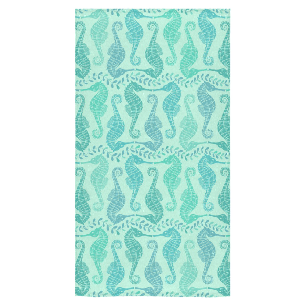 Seahorse Green Pattern Bath Towel