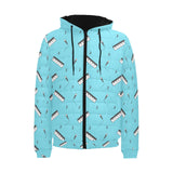 Piano Pattern Print Design 01 Men's Padded Hooded Jacket(ModelH42)