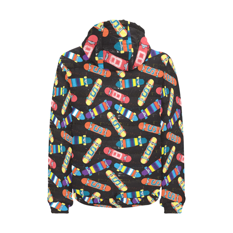 Skate Board Pattern Print Design 02 Men's Padded Hooded Jacket(ModelH42)