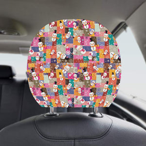 Snowman Colorful Theme Pattern Car Headrest Cover