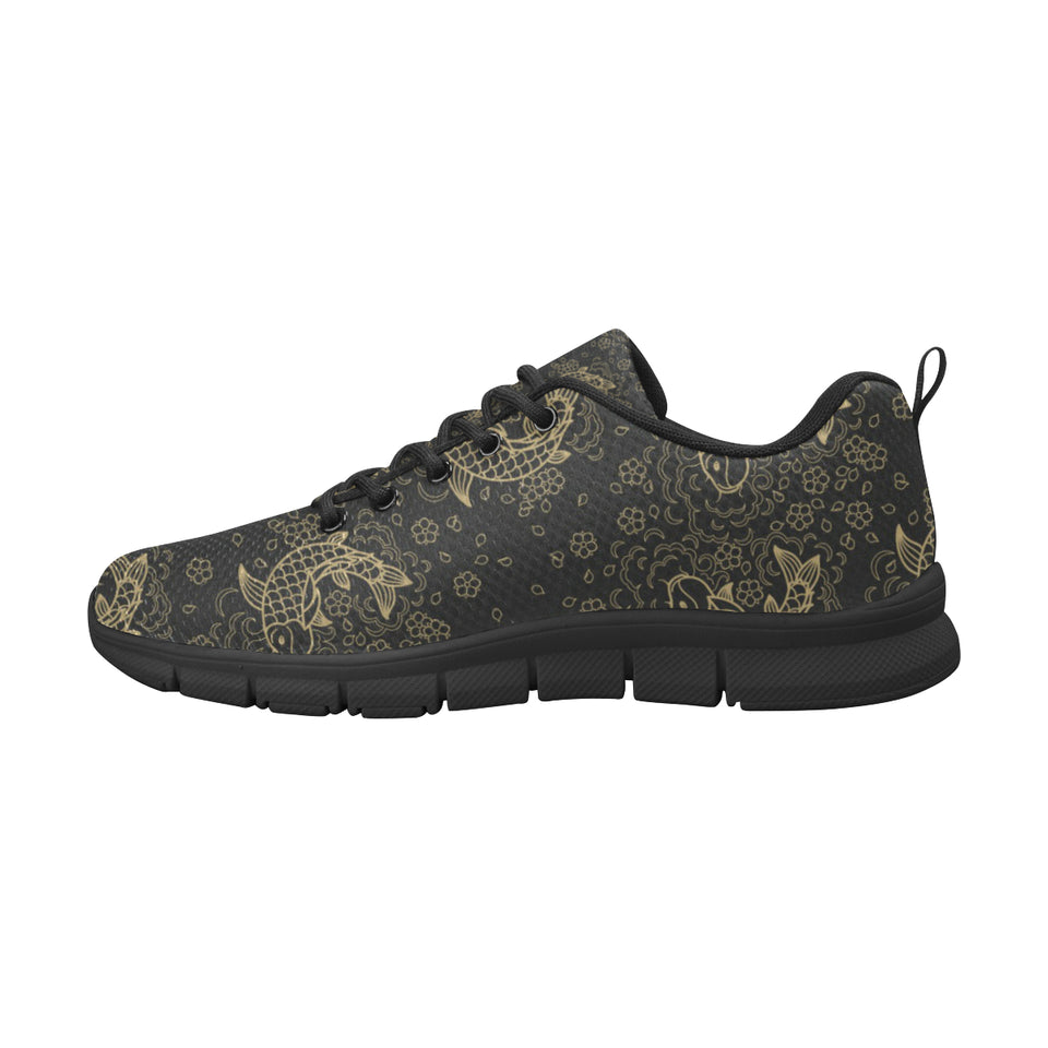 Gold Koi Fish Carp Fish Pattern Men's Sneakers Black