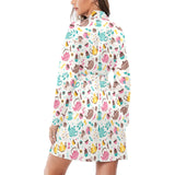 Tea pots Pattern Print Design 05 Women's Long Sleeve Belted Night Robe