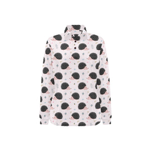 Hedgehog Pattern Print Design 04 Women's Long Sleeve Polo Shirt