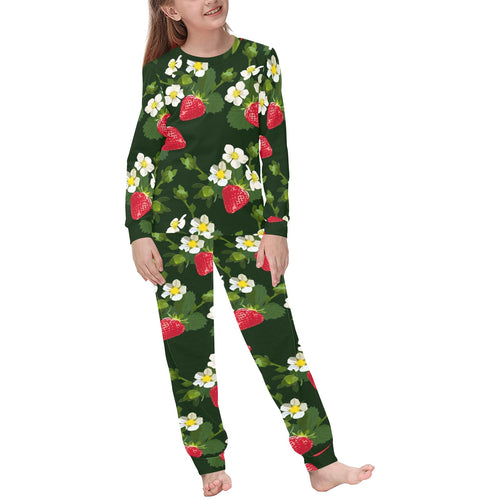 Strawberry Pattern Background Kids' Boys' Girls' All Over Print Pajama Set