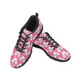 Poodle Pattern Pink background Men's Sneakers Black